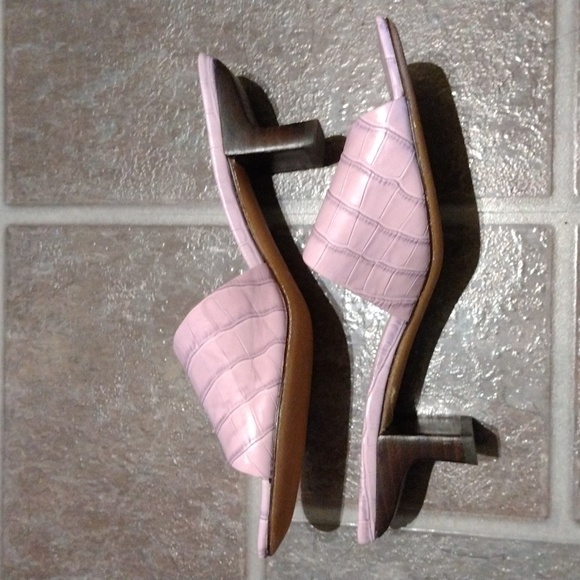 BY FAR Pastel lilac Purple croc print embossed leather square toe Sandal size 37 - Picture 7 of 10
